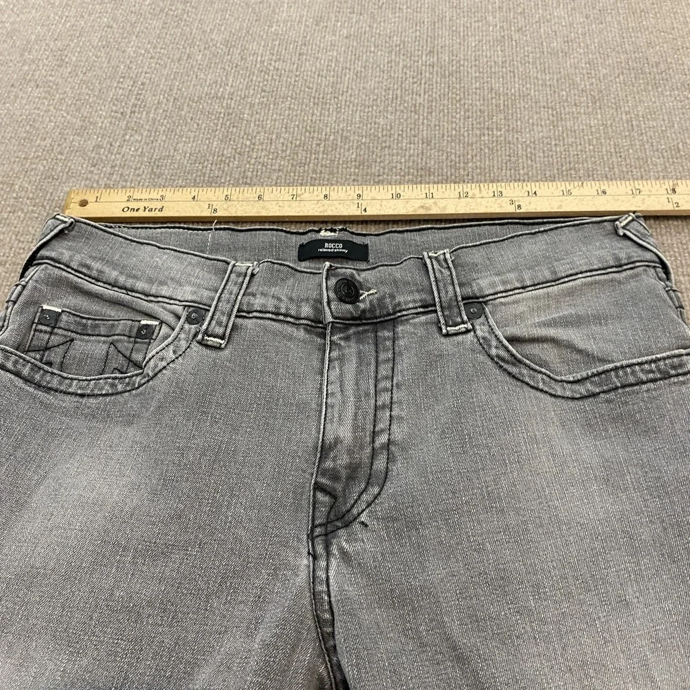 True Religion Rocco Relaxed Skinny Jeans Gray Med Wash Stretch Denim Mens 33x34
